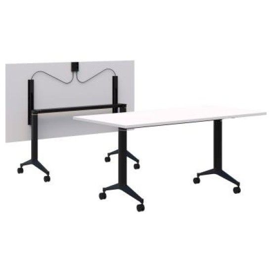 Boost Flip Table  1600 x 800mm Snow/White. Simple flip mechanism. Mobile. 15 Yr Warranty