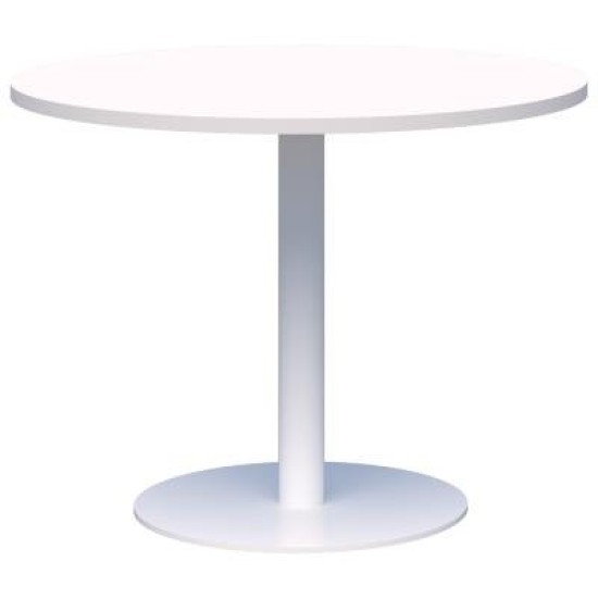 Classic Table Round 800mm diameter Snow/White. Heavy duty base. 15 Yr Warranty.