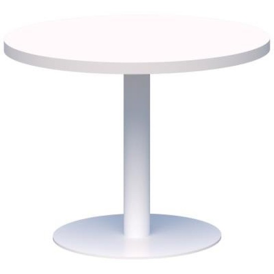Classic Coffee Table Round 450mm diameter Snow/White. Heavy duty base. 15 Yr Warranty.