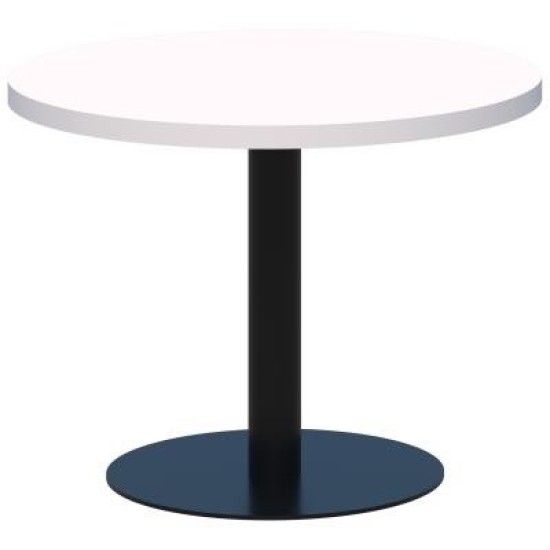 Classic Coffee Table Round 450mm diameter Snow/Black. Heavy duty base. 15 Yr Warranty.