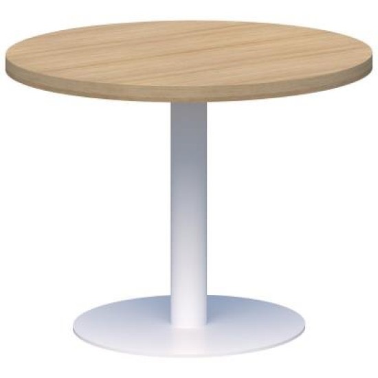 Classic Coffee Table Round 600mm diameter Classic Oak/White. Heavy duty base. 15 Yr Warranty.
