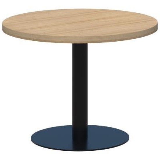 Classic Coffee Table Round 600mm diameter Classic Oak/Black. Heavy duty base. 15 Yr Warranty.