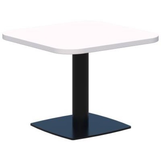 Classic Coffee Table Square 600 x 600mm Snow/Black. Heavy duty base. 15 Yr Warranty.