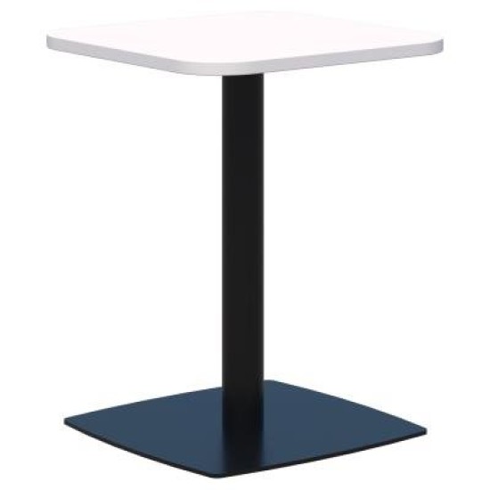 Classic Table Square 600 x 600mm Snow/Black. Heavy duty base. 15 Yr Warranty.
