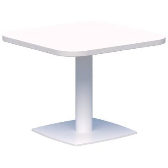 Classic Coffee Table Square 600 x 600mm Snow/White. Heavy duty base. 15 Yr Warranty.