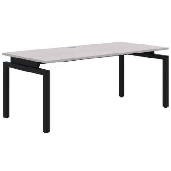 Balance Fixed Height Desk Single 1200 x 700mm Silver Strata/Black. 15 Yr Warranty