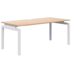 Balance Fixed Height Desk Single 1500 x 800mm Refined Oak/White. 720H with integrated cable tray to Balance Fixed Height Desk Single 1500 x 800mm Refined Oak/White. 720H with integrated cable tray to