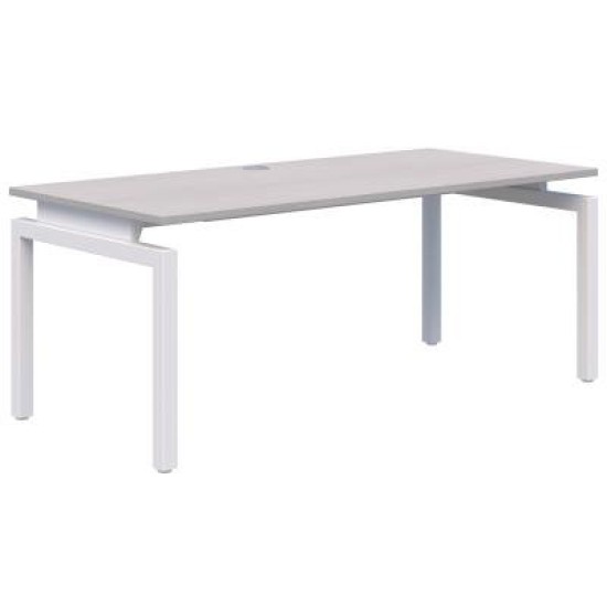 Balance Fixed Height Desk Single 1200 x 700mm Silver Strata/White. 15 Yr Warranty