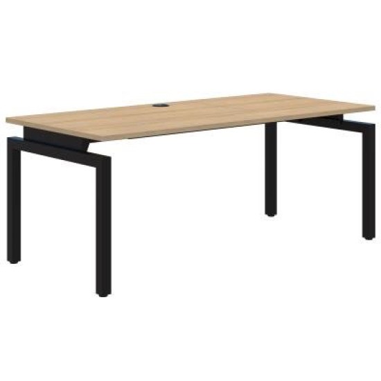Balance Fixed Height Desk Single 1500 x 800mm Classic Oak/Black. 15 Yr Warranty