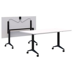 Boost Flip Table  1500x750mm Snow/Black. Simple flip mechanism. Mobile. 15 Yr Warranty