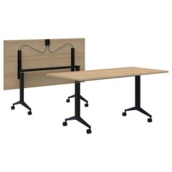 Boost Flip Table  1600 x 800mm Oak/Black. Simple flip mechanism. Mobile. 15 Yr Warranty