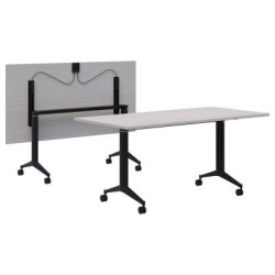 Boost Flip Table  1600 x 800mm Silver Strata/Black. Simple flip mechanism. Mobile. 15 Yr Warranty