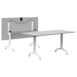 Boost Flip Table  1600 x 800mm Silver Strata/White. Simple flip mechanism. Mobile. 15 Yr Warranty