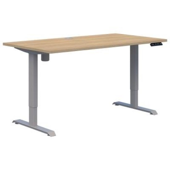 Duo II Electric Height Adjust Desk Single 1200 x 700mm Classic Oak/Silver