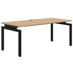 Balance Fixed Height Desk Single 1200 x 700mm Classic Oak/Black. 15 Yr Warranty