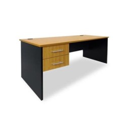 Delta 1500 Straight Desk with Drawers Beech/Charcoal Delta 1500 Straight Desk with Drawers Beech/Charcoal
