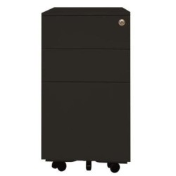 Milano 300 Slimline 2-Drawer and File Mobile Storage Unit Matt Black