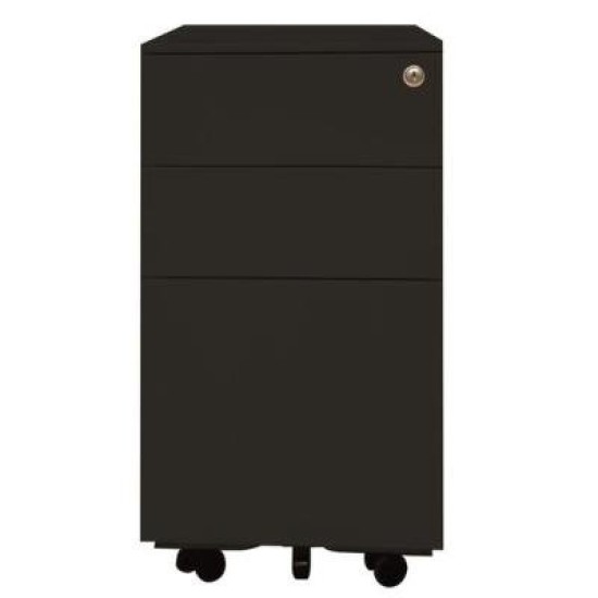 Milano 300 Slimline 2-Drawer and File Mobile Storage Unit Matt Black