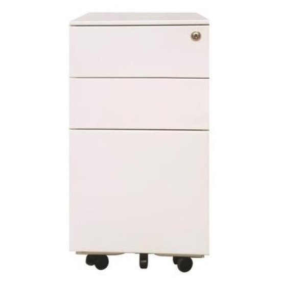 Milano 300 Slimline 2-Drawer and File Mobile Storage Unit Matt White