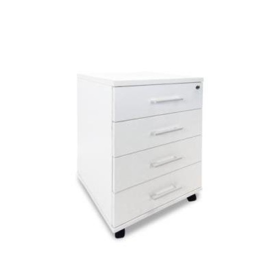 Sonic White 4-Drawer Mobile Storage Unit White