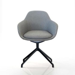 Ava Chair with Black Iron Base Grey Ava Chair with Black Iron Base Grey