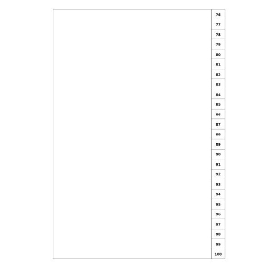 Indices/Dividers white 250 GSM (premium card) 76-100 unpunched