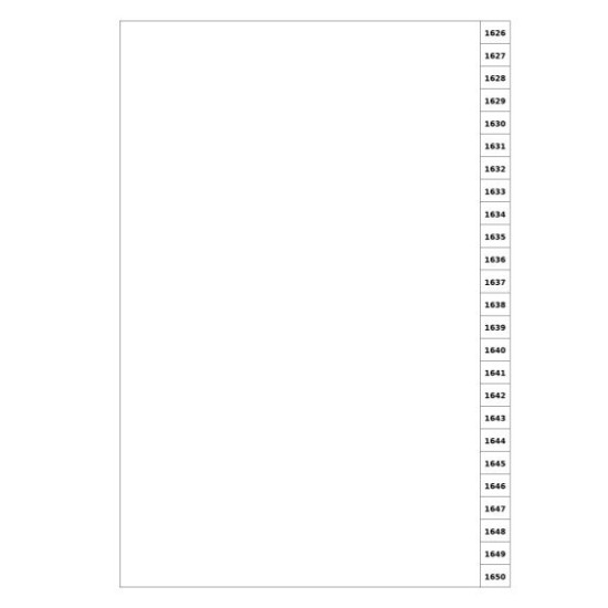 Indices/Dividers white 250 GSM (premium card) 1626-1650 unpunched