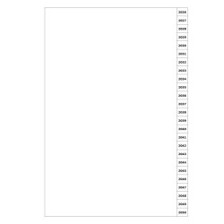 Indices/Dividers white 250 GSM (premium card) 2026-2050 unpunched