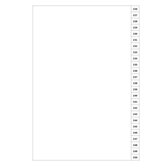 Indices/Dividers white 250 GSM (premium card) 226-250 unpunched