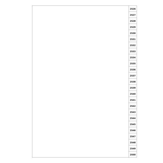 Indices/Dividers white 250 GSM (premium card) 2526-2550 unpunched