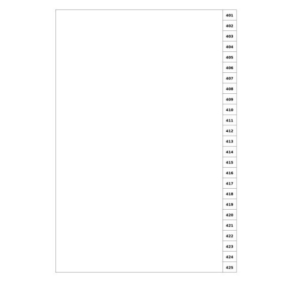 Indices/Dividers white 250 GSM (premium card) 401-425 unpunched
