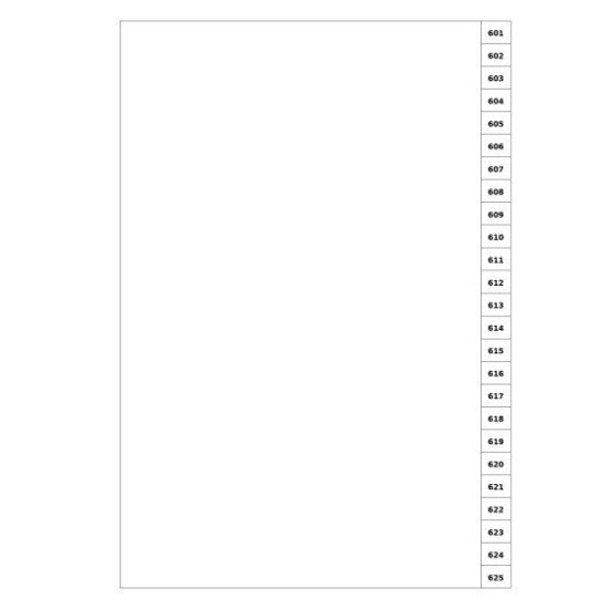 Indices/Dividers white 250 GSM (premium card) 601-625 unpunched