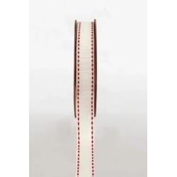 GROSGRAIN IVORY WITH RED STITCH RIBBON GROSGRAIN IVORY WITH RED STITCH RIBBON