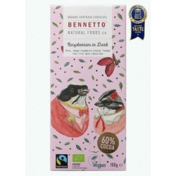 BENNETTO  Organic Fair Trade Chocolate RASPBERRIES IN DARK 80gr