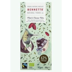 BENNETTO Organic Fair Trade Chocolate Mint and Cocoa Nibs  IN DARK 800gr
