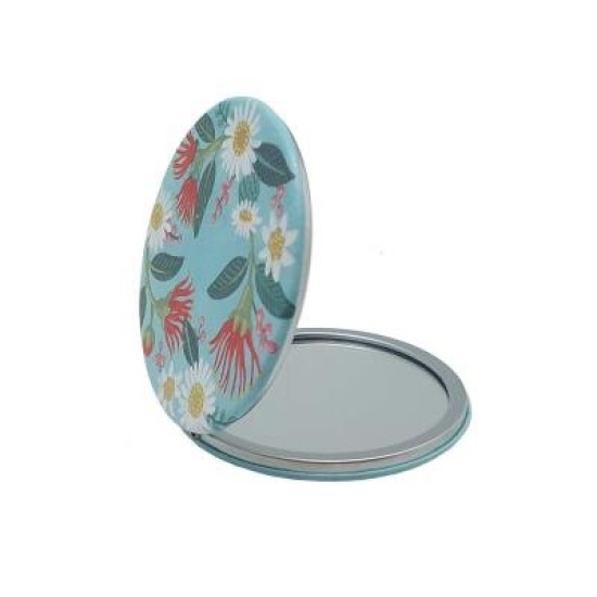 FLOWERS ON AQUA COSMETIC MIRROR