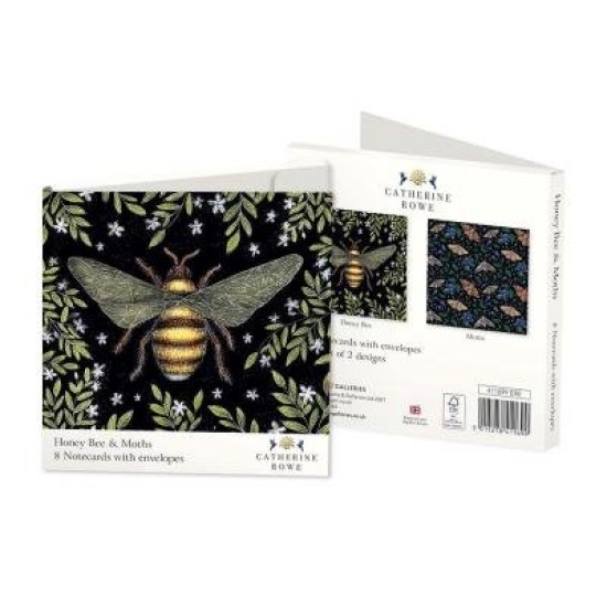 HONEY BEE & MOTHS NOTECARD SET 4 X 2