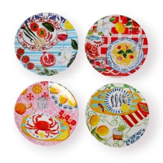 ITALIAN SUMMER MELAMINE PLATE SET OF 4