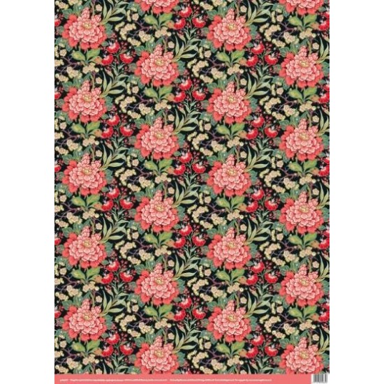 PEONY & PRUNUS ROLL WRAP  700mm X 3M