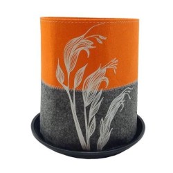 HARAKEKE FLOWER WHITE ON ORANGE / GREY GROW BAG