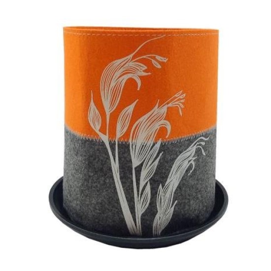 HARAKEKE FLOWER WHITE ON ORANGE / GREY GROW BAG