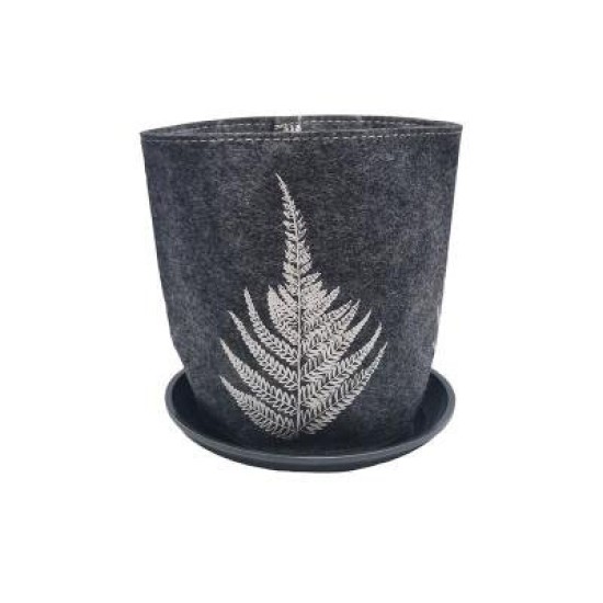 Silver Ferns On Mid Grey -  Ecofelt Growbag