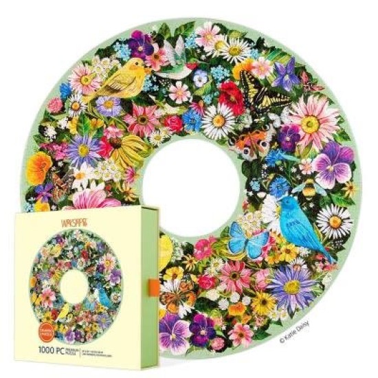 Spring Floral Wreath 1000 Pce - Round Puzzle