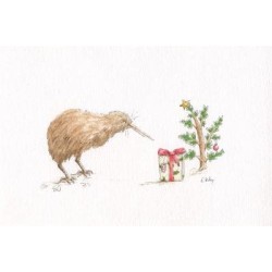 Kiwi With Present - Christmas Card Kiwi With Present - Christmas Card