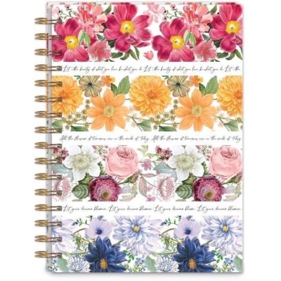 D Floral Stripe Spiral bound Journal