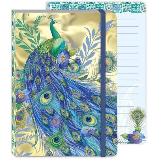 D Peacock On Gold - Soft Cover Bungee Journal