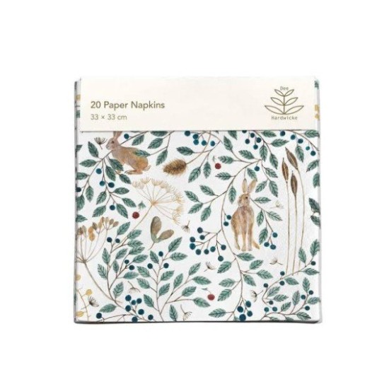 Hares & Berries Paper Napkin Pkt 20