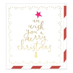 Gold Script Tree We Wish You A Merry Christmas - Christmas Card Gold Script Tree We Wish You A Merry Christmas - Christmas Card