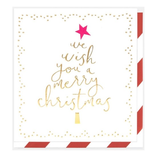 Gold Script Tree We Wish You A Merry Christmas - Christmas Card