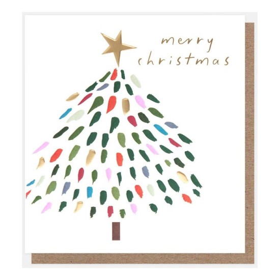 Multi Dash Tree With Gold Star - Christmas Card